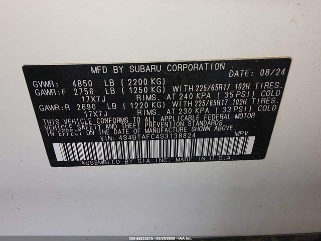 Subaru Outback Premium 2025 4S4BTAFC4S3138824 Image 9
