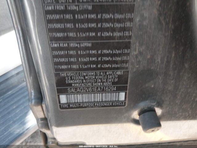 Aukcja sprzedaży 2014 Land Rover Lr4, vin: SALAG2V61EA716294, numer aukcji: 45233818