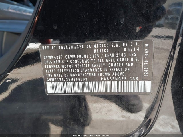Продаж на аукціоні авто 2014 Volkswagen Jetta 1.8t Se, vin: 3VWD17AJ2EM306603, номер лоту: 45233831