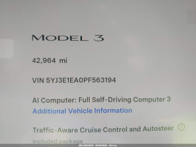 Tesla Model 3 Rear-wheel Drive 2023 5YJ3E1EA0PF563194 Image 7