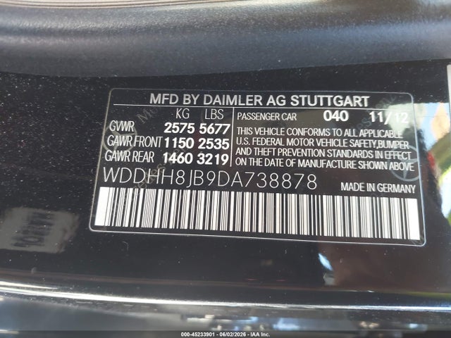 2013 Mercedes-benz E 350 4matic მანქანა იყიდება აუქციონზე, vin: WDDHH8JB9DA738878, აუქციონის ნომერი: 45233901