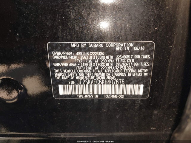 Subaru Forester Premium 2019 JF2SKAEC6KH407676 Image 9