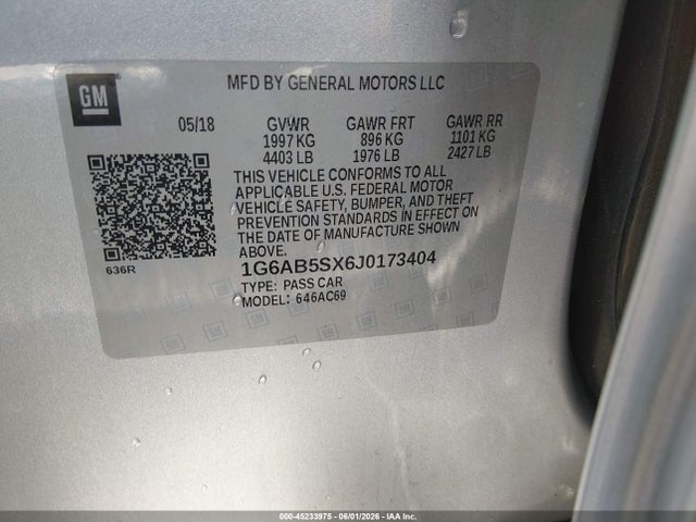 Продаж на аукціоні авто 2018 Cadillac Ats Luxury, vin: 1G6AB5SX6J0173404, номер лоту: 45233975