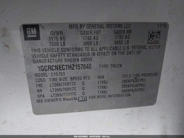Chevrolet Silverado 1500 Wt 2017 1GCRCNEC7HZ157840 Image 9