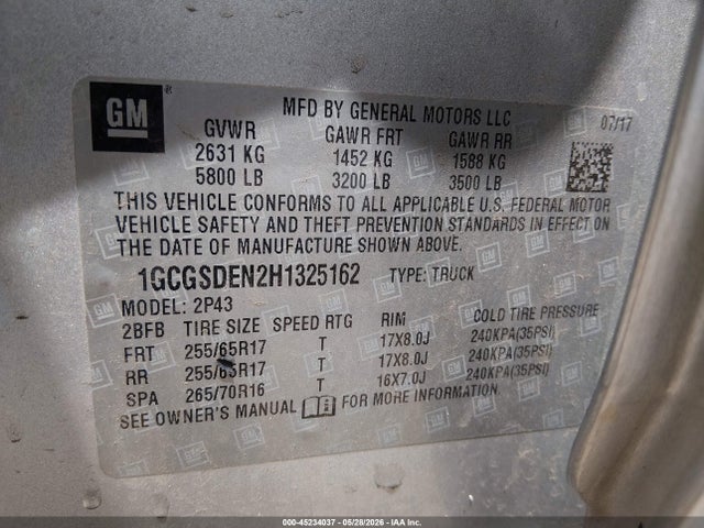 1GCGSDEN2H1325162 Chevrolet Colorado Z71