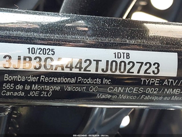 3JB3GA442TJ002723 Can-Am Outlander 500 2wd/500/500 Dps/pro Hd5
