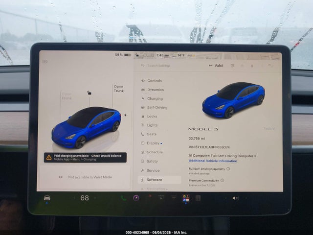 Продаж на аукціоні авто 2023 Tesla Model 3 Rear-wheel Drive, vin: 5YJ3E1EA0PF659374, номер лоту: 45234068