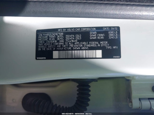 Продаж на аукціоні авто 2013 Volvo Xc90 3.2 Platinum, vin: YV4952CZXD1671588, номер лоту: 45234070