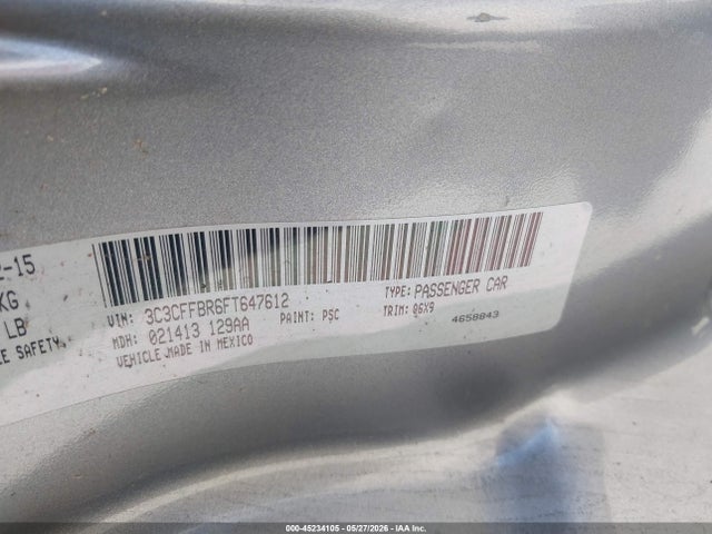 45234105 :رقم المزاد ، 3C3CFFBR6FT647612 vin ، 2015 Fiat 500 Sport مزاد بيع