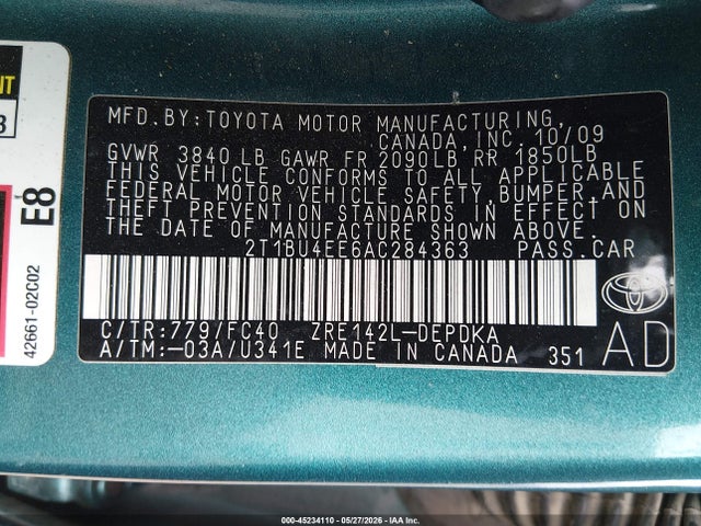 Aukcja sprzedaży 2010 Toyota Corolla Le, vin: 2T1BU4EE6AC284363, numer aukcji: 45234110