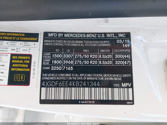 4JGDF6EE4KB241344 Mercedes-Benz Gls 450 4matic