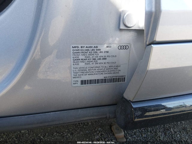 Продаж на аукціоні авто 2023 Audi Q5 Prestige 45 Tfsi S Line Quattro S Tronic, vin: WA1FAAFY5P2009831, номер лоту: 45234146