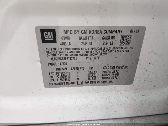 Aukcja sprzedaży 2014 Buick Encore Premium, vin: KL4CJHSB8EB712754, numer aukcji: 45234157