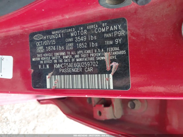 KMHCT5AE6GU259702 Hyundai ACCENT SE