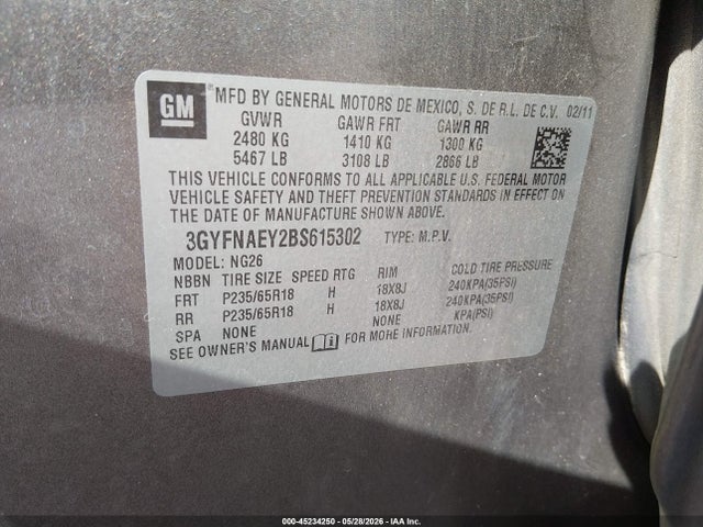 Продаж на аукціоні авто 2011 Cadillac Srx Luxury Collection, vin: 3GYFNAEY2BS615302, номер лоту: 45234250