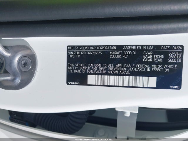 Продажа на аукционе авто 2024 Volvo S60 B5 Plus Dark Theme, vin: 7JRL12TL0RG326575, номер лота: 45234266