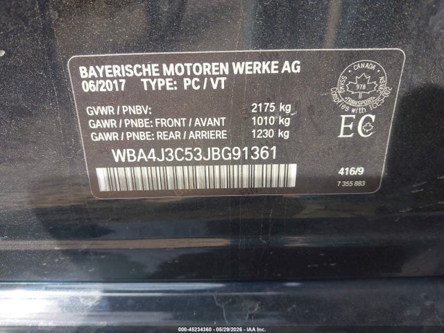 45234360 :رقم المزاد ، WBA4J3C53JBG91361 vin ، 2018 Bmw 430i Gran Coupe Xdrive مزاد بيع