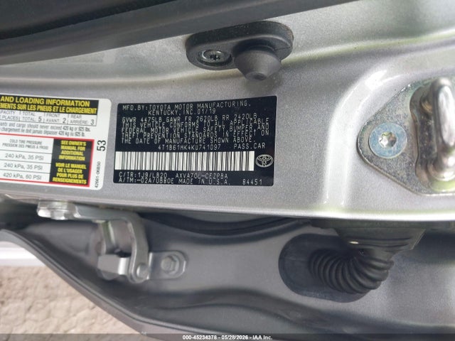 Продажа на аукционе авто 2019 Toyota Camry Xse, vin: 4T1B61HK4KU741097, номер лота: 45234378
