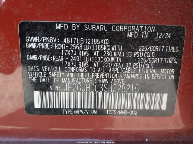 Subaru Crosstrek Premium 2025 JF2GUHDC3SH228215 Image 9