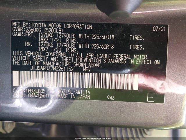 45234410 :رقم المزاد ، JTJSARDZ7M2261152 vin ، 2021 Lexus Nx Nx 300 F Sport مزاد بيع