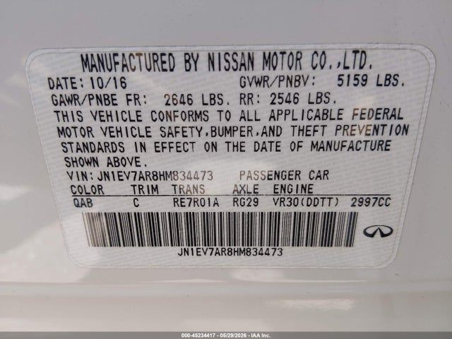 JN1EV7AR8HM834473 Infiniti Q50 3.0t Premium