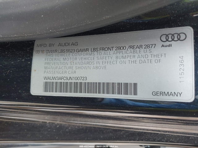 Aukcja sprzedaży 2018 Audi A7 3.0t Premium Plus, vin: WAUW3AFC9JN100723, numer aukcji: 45234444