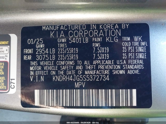 KNDRH4JG5S5372734 KIA Sorento Hybrid Ex