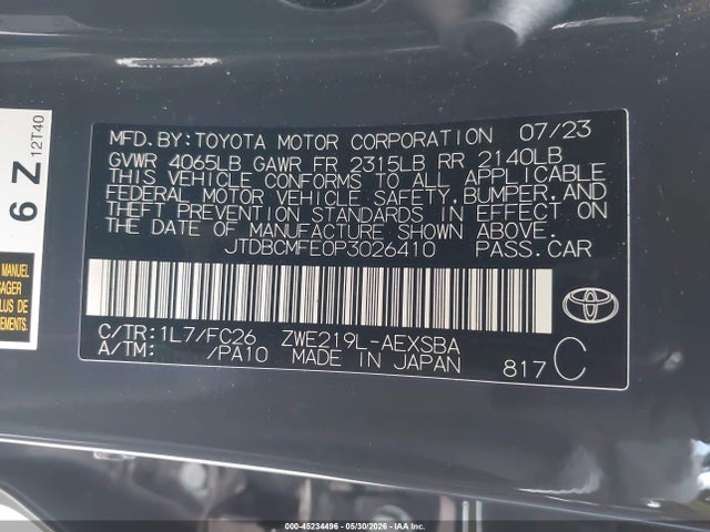 JTDBCMFE0P3026410 Toyota Corolla Hybrid Se