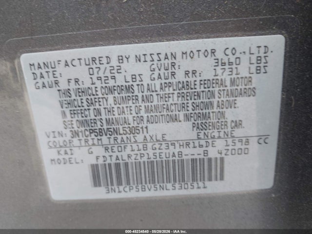 Nissan Kicks S Xtronic Cvt 2022 3N1CP5BV5NL530511 Image 9