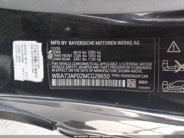 Продажа на аукционе авто 2021 Bmw 430i Xdrive, vin: WBA73AP02MCG28650, номер лота: 45234579