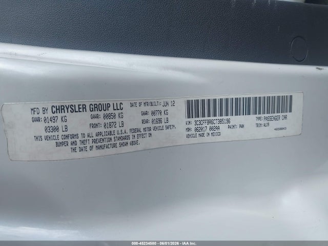 Продажа на аукционе авто 2012 Fiat 500 Sport, vin: 3C3CFFBR6CT385196, номер лота: 45234580