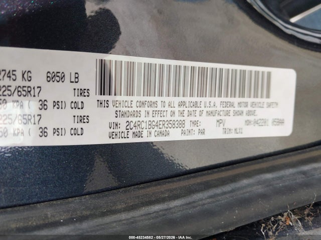 45234582 :رقم المزاد ، 2C4RC1BG4ER358388 vin ، 2014 Chrysler Town & Country Touring مزاد بيع