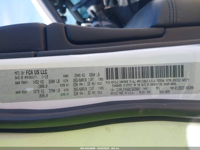 45234606 :رقم المزاد ، 1C4RJFAG6KC669801 vin ، 2019 Jeep Grand Cherokee Laredo E 4x4 مزاد بيع