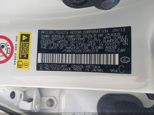 JTHBK1GG6E2085318 Lexus ES 350