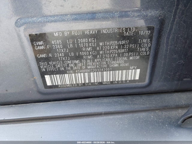 Продажа на аукционе авто 2013 Subaru Outback 2.5i Limited, vin: 4S4BRBKC2D3242001, номер лота: 45234688
