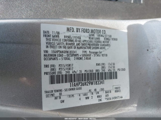 Продаж на аукціоні авто 2009 Ford Focus Ses, vin: 1FAHP36N29W183341, номер лоту: 45234707