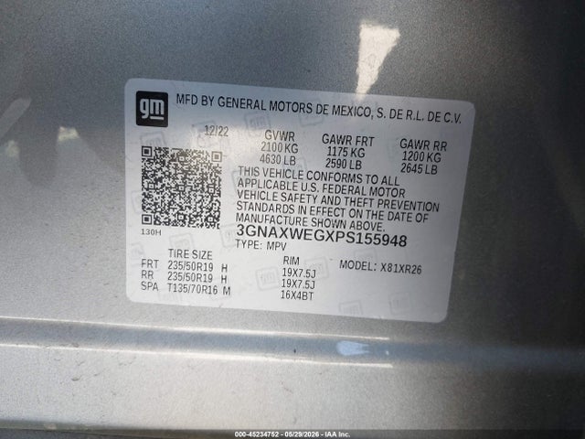 3GNAXWEGXPS155948 Chevrolet Equinox Awd Rs