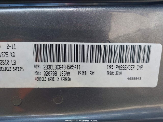 Aukcja sprzedaży 2011 Dodge Charger, vin: 2B3CL3CG4BH505411, numer aukcji: 45234781