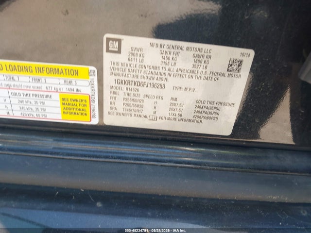 Aukcja sprzedaży 2015 Gmc Acadia Denali, vin: 1GKKRTKD6FJ196288, numer aukcji: 45234791