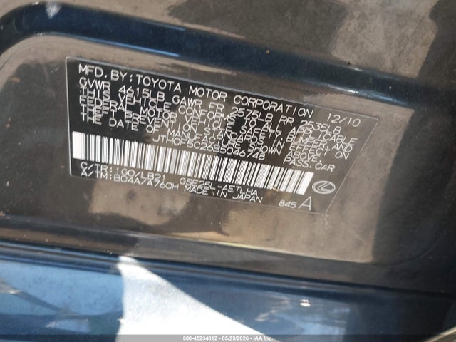 Продажа на аукционе авто 2011 Lexus Is 250, vin: JTHCF5C26B5046748, номер лота: 45234812