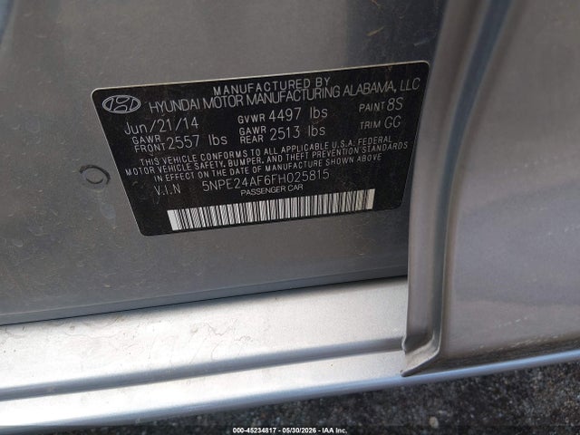 Hyundai SONATA SE 2015 5NPE24AF6FH025815 Image 9