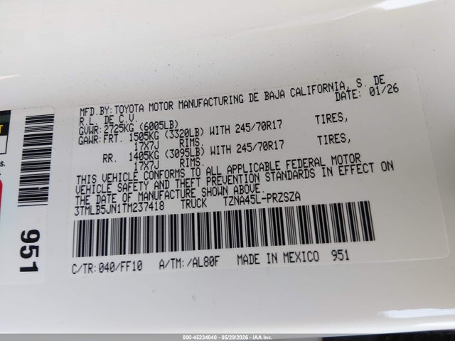 Toyota Tacoma Sr5 2026 3TMLB5JN1TM237418 Image 9