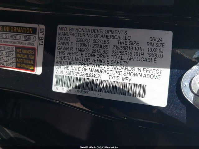 Aukcja sprzedaży 2024 Acura Rdx Standard, vin: 5J8TC2H38RL034991, numer aukcji: 45234845