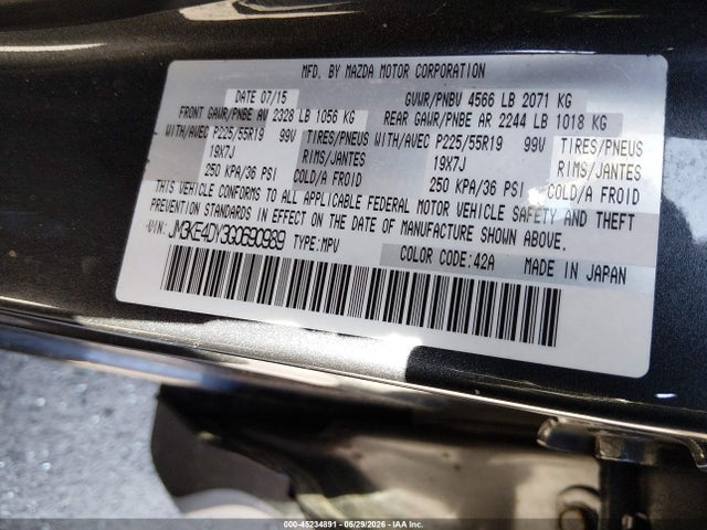 Aukcja sprzedaży 2016 Mazda Cx-5 Grand Touring, vin: JM3KE4DY3G0690989, numer aukcji: 45234891