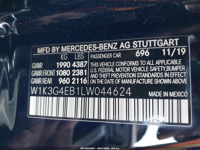 W1K3G4EB1LW044624 Mercedes-Benz A 220