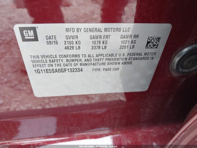 2016 Chevrolet Malibu Limited Ltz მანქანა იყიდება აუქციონზე, vin: 1G11E5SA6GF132334, აუქციონის ნომერი: 45234904