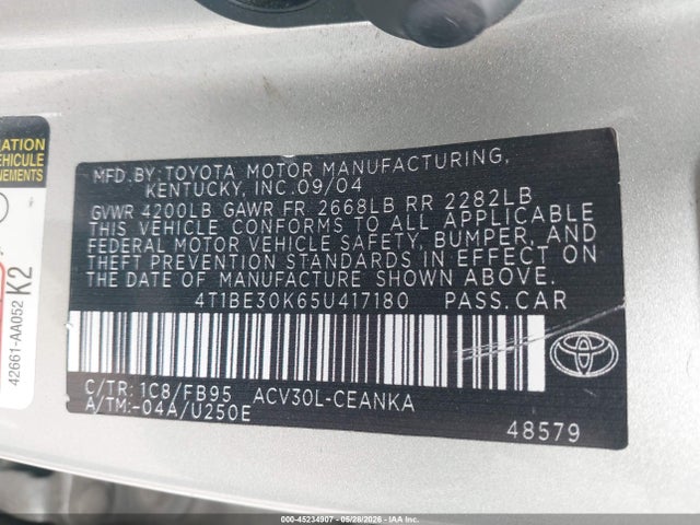 Продаж на аукціоні авто 2005 Toyota Camry Le, vin: 4T1BE30K65U417180, номер лоту: 45234907