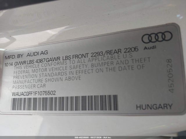 WAUACGFF1F1075502 Audi A3 1.8t Premium