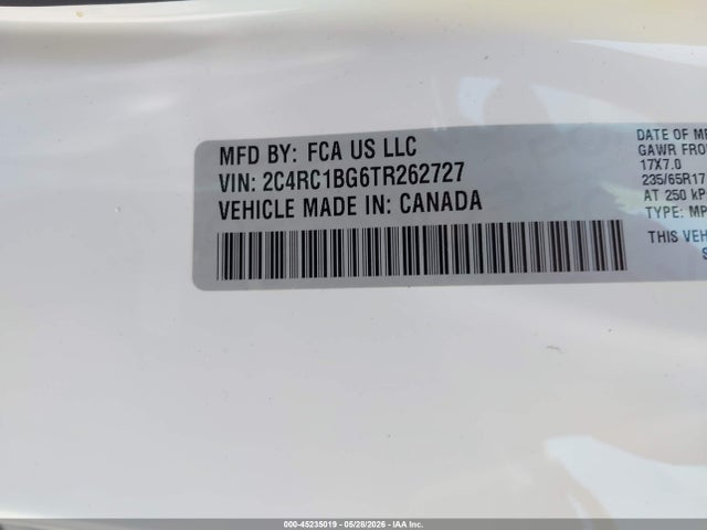 Aukcja sprzedaży 2026 Chrysler Pacifica Select, vin: 2C4RC1BG6TR262727, numer aukcji: 45235019