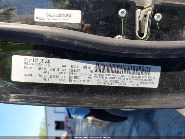 Jeep Compass Latitude 2016 1C4NJDEBXGD718839 Image 9
